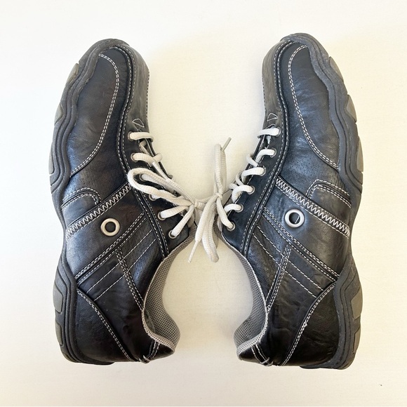 Men's Weekenders Black Leather Casual Lace Up Shoes Size 10 - Picture 10 of 12